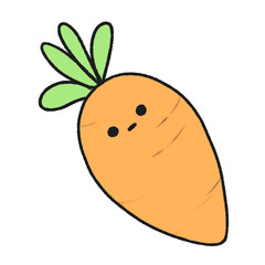 Hand-drawn Cute carrot, Cute vegetable character design in doodle style