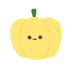 Hand-drawn Cute yellow bell pepper, Cute vegetable character design in doodle style
