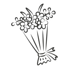 Hand drawn illustration of a bouquet of flowers. Vector graphic drawing
