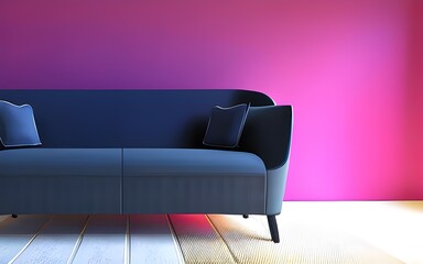 purple sofa in a room with a background. Generative AI.