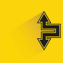junction arrow with shadow on yellow background