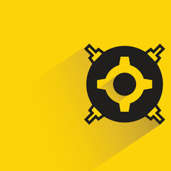 gear with shadow on yellow background