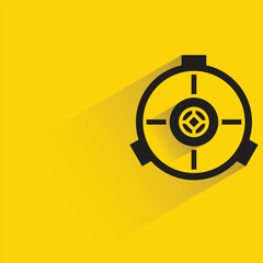 gear with shadow on yellow background