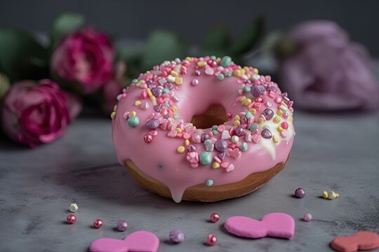Save Some Love for Yourself with a Pink Heart-Shaped Donut: Decorating for Easter, Holidays, Banks or Businesses: Generative AI