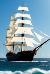 Obraz na płótnie Canvas sailing ship in the sea