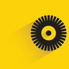 gear with shadow on yellow background