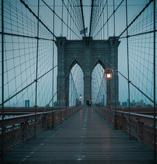 Fototapeta premium New York city view on Brooklyn Bridge at night