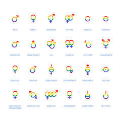 Gender and sexual orientation identity vector symbol sign icons