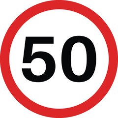 50 speed limitation road sign vector isolated on white background