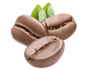 Delicious roasted coffee beans cut out