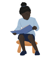 african american girl reading a book. eps 10