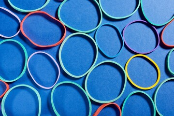 Close-up of a group of rubber bands