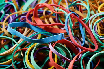 Close-up of a group of rubber bands