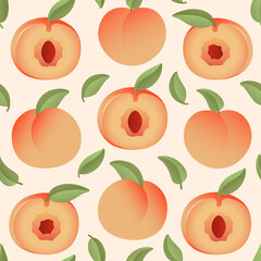 Seamless pattern of juicy peach slices.