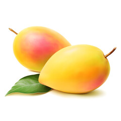 Watercolor illustration of mango fruit, isolated on white background. Generative AI