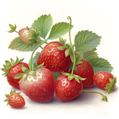 Watercolor illustration of strawberry fruit, isolated on white background. Generative AI