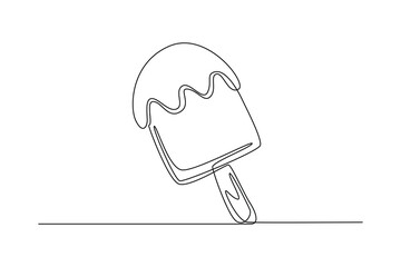 Single one line drawing ice cream stick. Summer beach concept. Continuous line draw design graphic vector illustration.