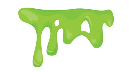 Concept Slime spot liquid. A cartoonish green slime spot with a liquid-like appearance, created in a flat design vector format on a white background. Vector illustration.