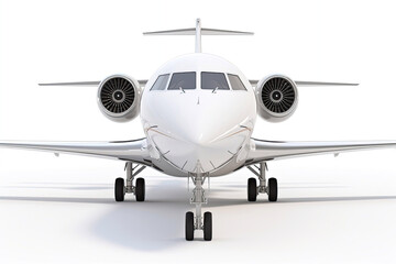 Fototapeta premium Front View of a Private Jet Isolated on White Background, Generative AI