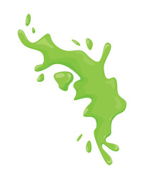 Concept Slime spot liquid. A flat vector depiction of a green slime spot, with a liquid consistency, presented in a unique cartoonish style on a white background. Vector illustration.