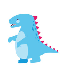 Concept Dinosaurs set. This is a flat vector illustration of cute blue dinosaurs on a white background. The design has a cartoon-like concept with a fun and playful feel. Vector illustration.