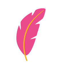 Concept Dinosaurs set feather. The illustration is a flat vector design that showcases the concept of a pink plant branch on a white background. Vector illustration.