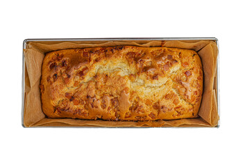 rectangular candied cupcake in a baking dish, top view