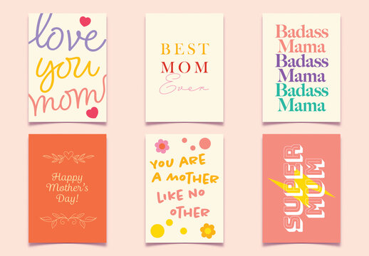 Mother's Day Fun Typographic Greeting Cards