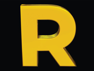 Latter R. in large yellow black background,  transparent background