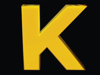 Obraz premium Latter K. in large yellow black background, transparent background