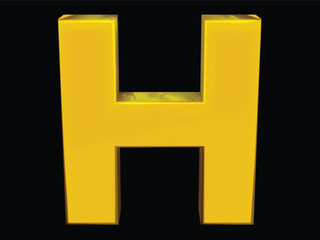 Latter H. in large yellow black background,  transparent background