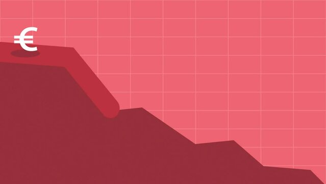 Euro collapsing european stock exchange graph down economy crisis animation