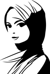 Portrait of a beautiful Arab woman, vector graphics.