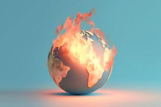 Burning planet earth. Global warming concept. 