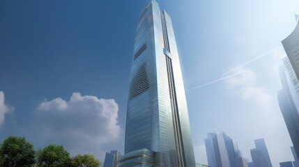 An impressive skyscraper, embodying economic growth and development. Generative ai.