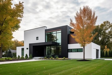 Fototapeta na wymiar Luxurious Modern Dream Home Showcasing Sleek Minimalist Architecture and Breathtaking Landscape in High-Quality Architectural Photography