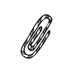 Stationery paper clip line art. Hand drawn doodle vector illustration.