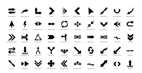 Arrows Glyph Icons Left Right Arrow Iconset in Glyph Style 50 Vector Icons in Black