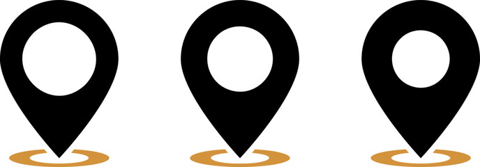 Set of vector flat icons of location pin as place position concept