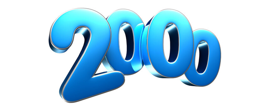 Number 2000 turquoise 3D illustration. Advertising signs. Product design. Product sales.