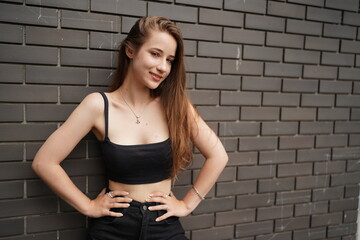 Stylish female teenager, Portrait of millennial young woman outdoors