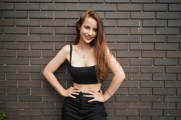 Stylish female teenager, Portrait of millennial young woman outdoors