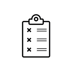 Checklist icon with cross marks. Clipboard vector icon