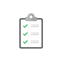 Clipboard vector icon with green check mark
