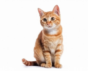 Cat isolated on white background with copy-space. Generative AI