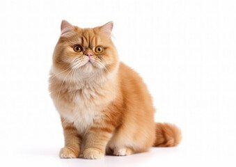 Obraz premium Cat isolated on white background with copy-space. Generative AI