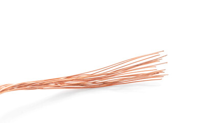 Obraz na płótnie Canvas strands of bare copper wire on a white background