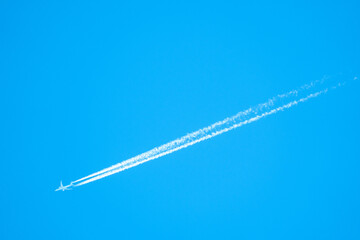 Contrail in the beautiful blue sky