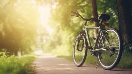 Fototapeta na wymiar Bicycle on nature background. Generative AI
