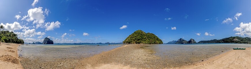 Naklejka na ściany i meble Impression of the paradisiacal Maremegmeg beach near El Nido on the Philippine island of Palawan during the day